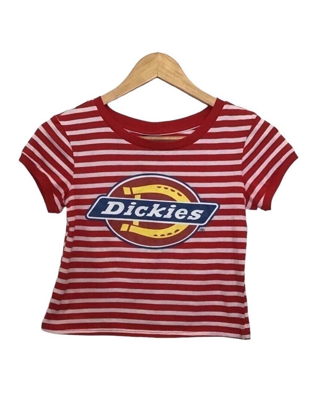Graphic baby tee DICKIES crop baby tee red stripe red white t-shirt